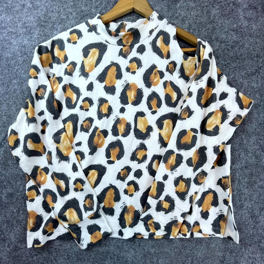 LNA Brushed Sweater Womens XL White Black Brown Wild Cat Dan Cutout Mob Wife